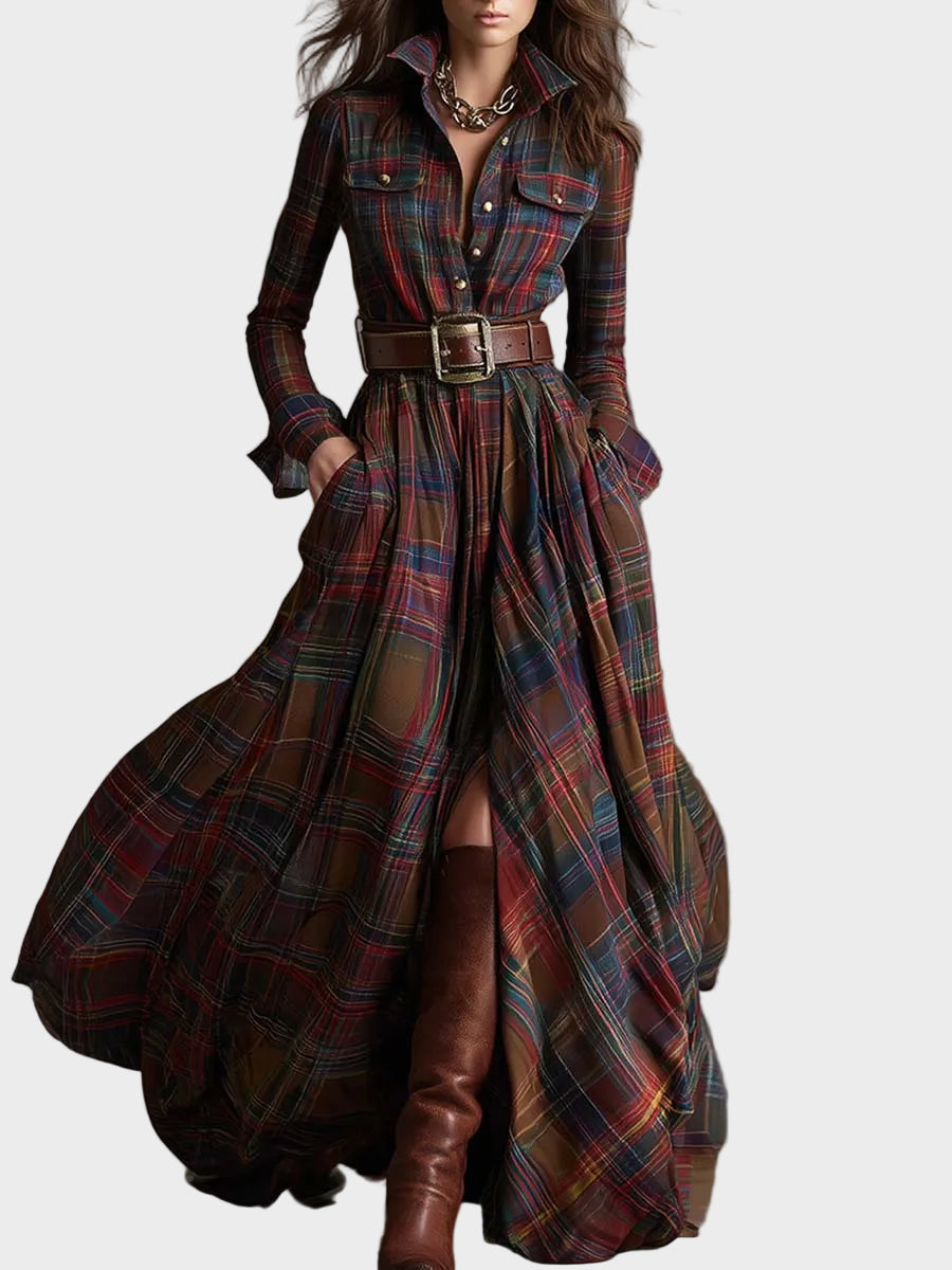 Vestido camisero elegante y clásico Elba, vista frontal