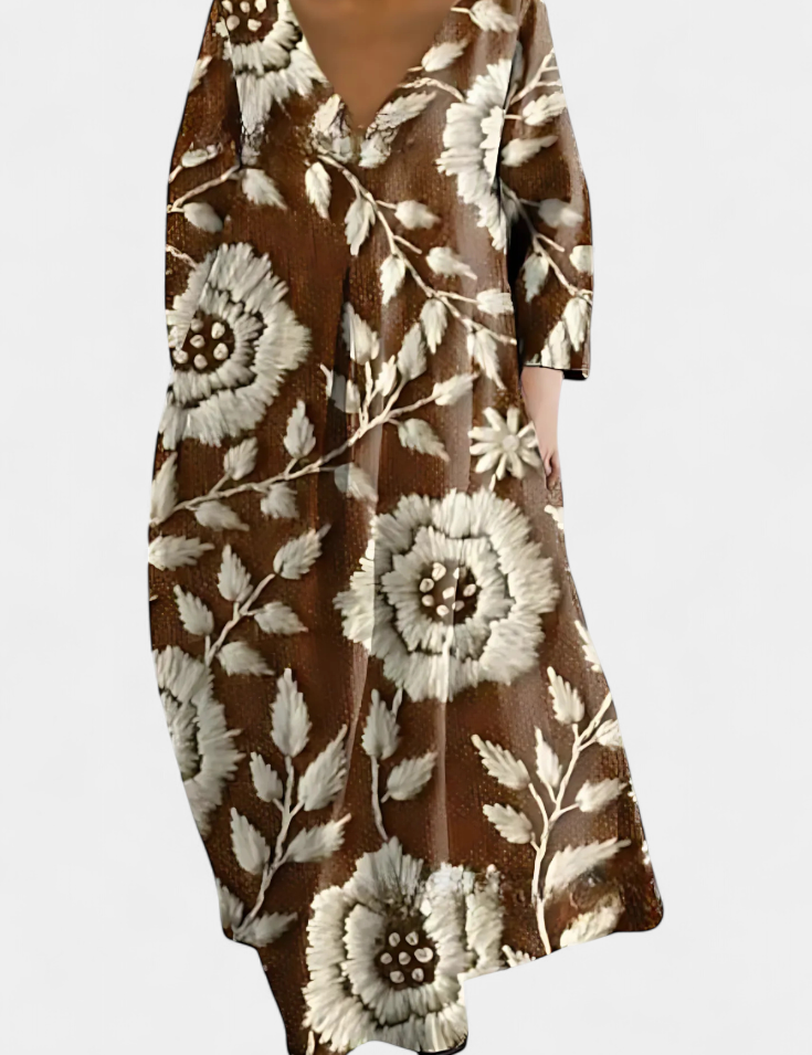 Anne Vestido Largo Colorido con Escote en V