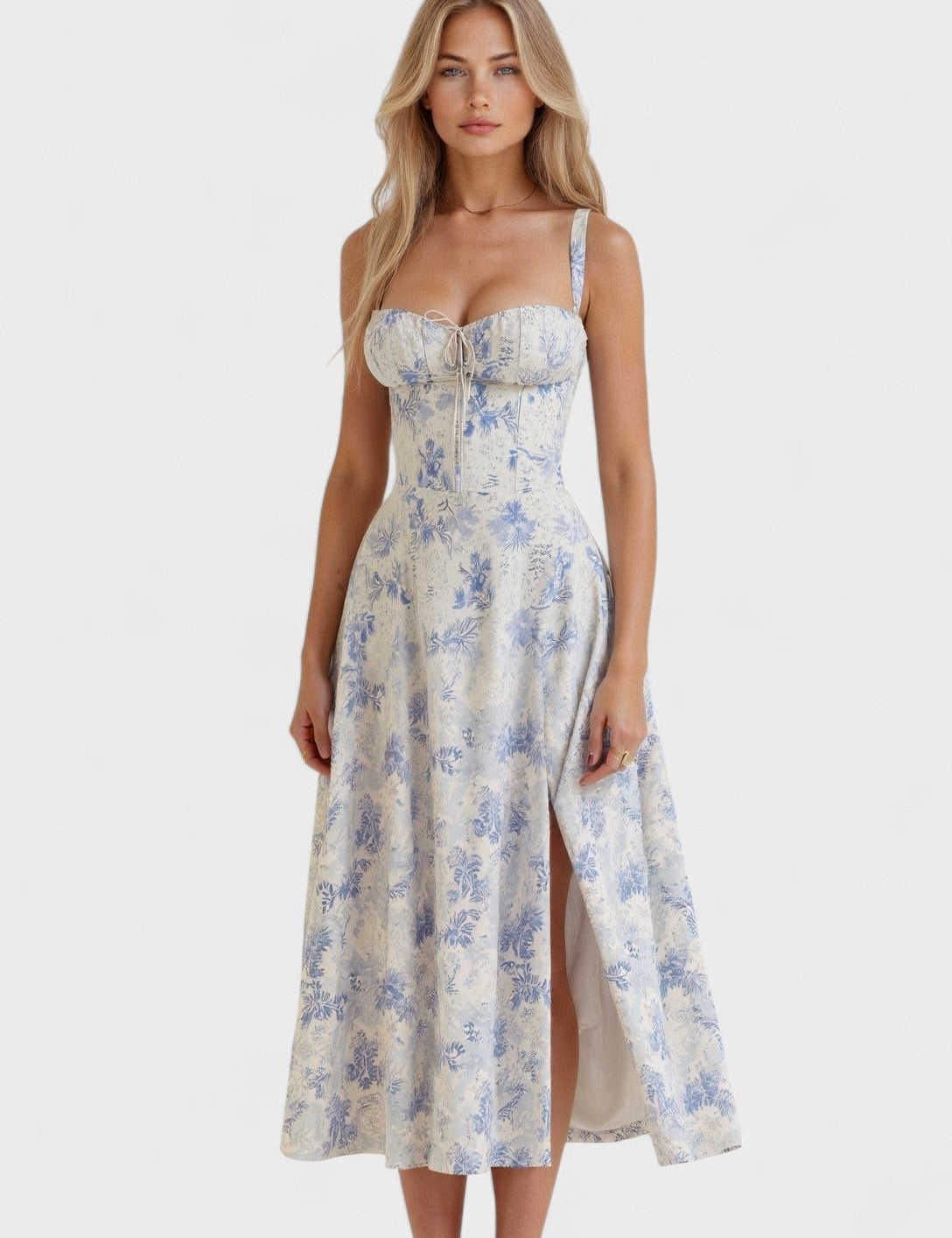 Carolina - Vestido floral con corsé ajustado