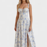 Carolina - Vestido floral con corsé ajustado