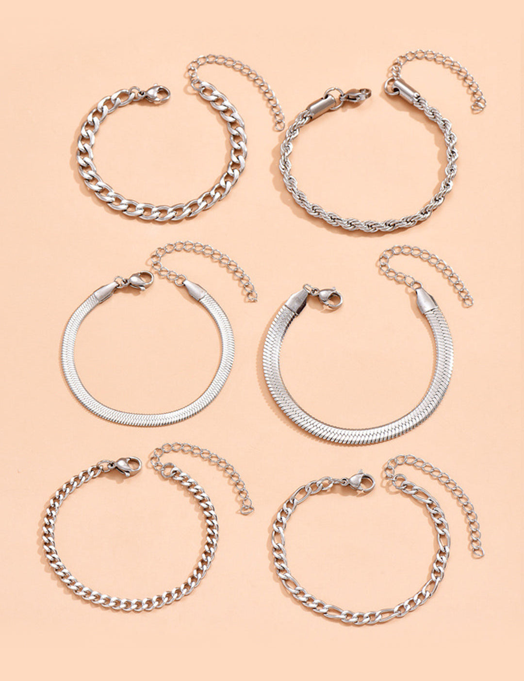 Conjunto de Pulseras de Cadena Cubana de 6 Piezas