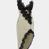 Diana Vestido Midi de Panel de Encaje Asimétrico