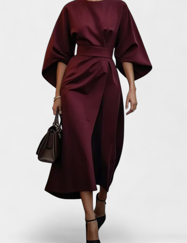 Micaela Vestido Midi de Manga Lantern