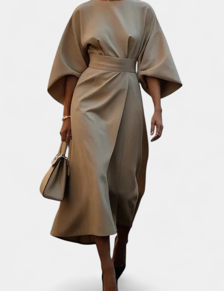 Micaela Vestido Midi de Manga Lantern