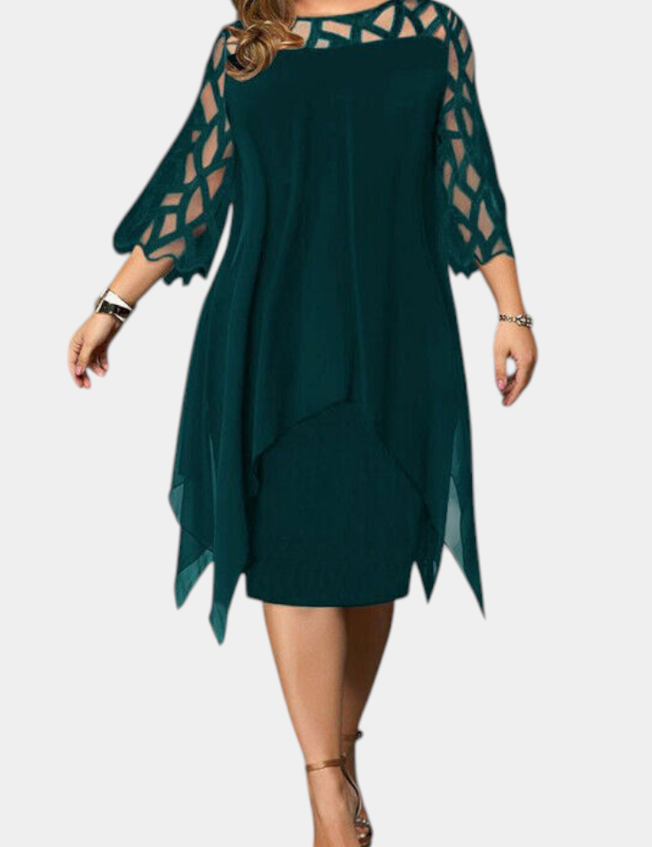 Yana Vestido Talla Grande con Mangas de Encaje