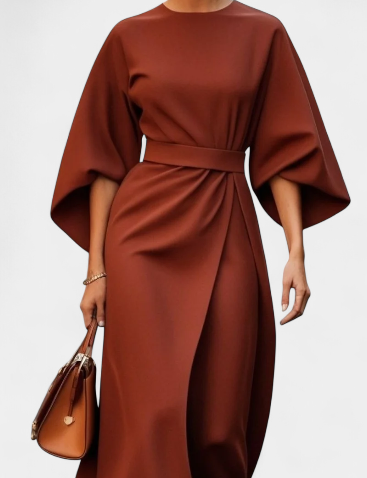 Micaela Vestido Midi de Manga Lantern