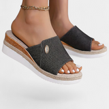 Betina Sandalias de Plataforma Abiertas en Tejido Natural