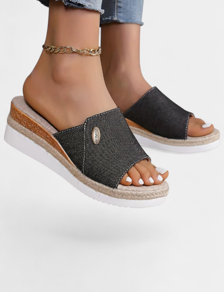 Betina Sandalias de Plataforma Abiertas en Tejido Natural