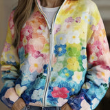 Ursula™ | Chaqueta de punto con estampado de flores acuareladas