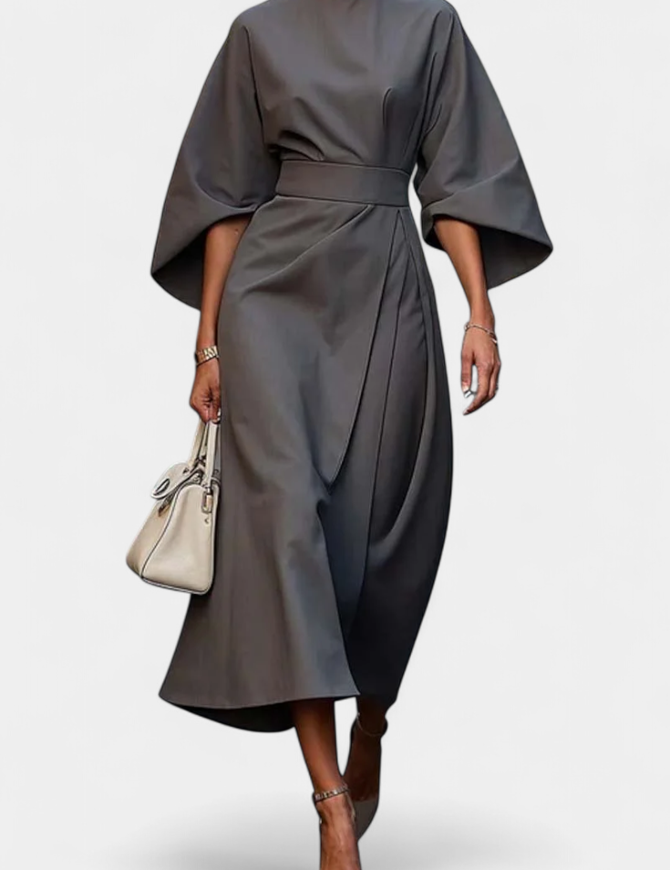 Micaela Vestido Midi de Manga Lantern