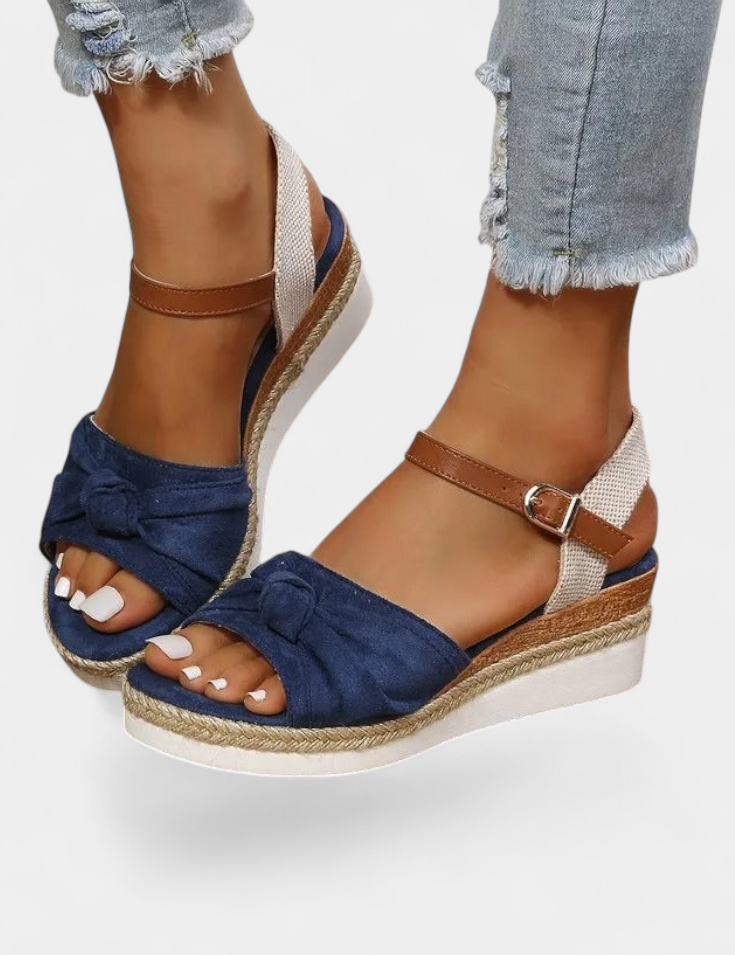 Loura Sandalias de Lona con Lazada y Plataforma Casual