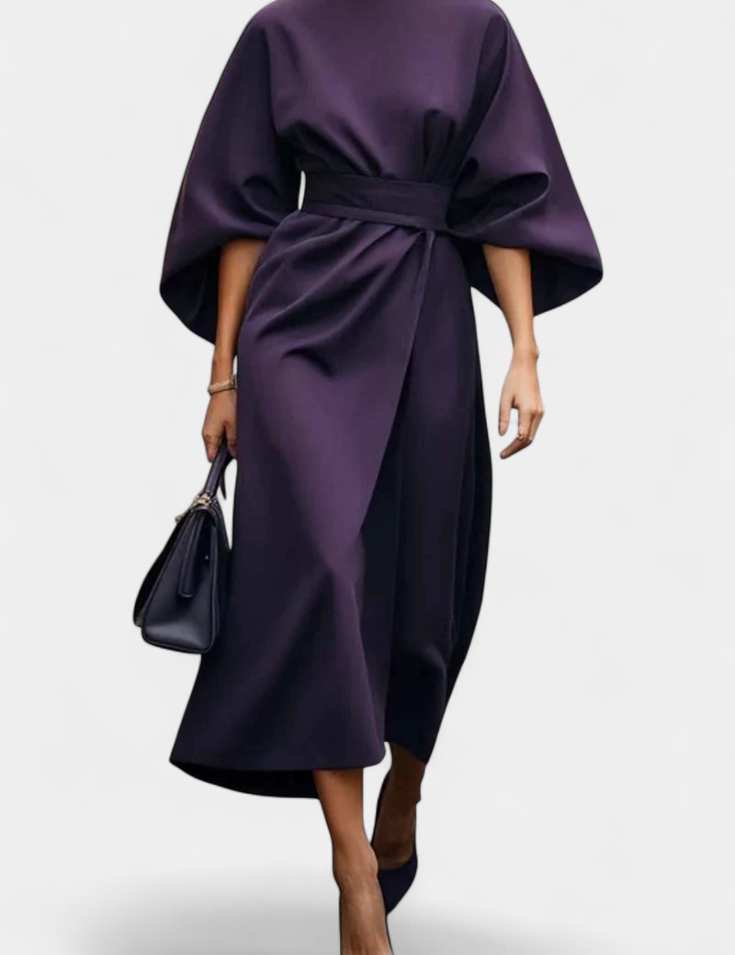 Micaela Vestido Midi de Manga Lantern