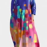 Anne Vestido Largo Colorido con Escote en V