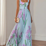 Nina - Vestido largo plisado floral