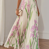 Nina - Vestido largo plisado floral