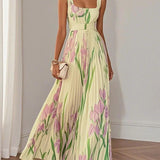Nina - Vestido largo plisado floral