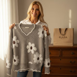 Elisa - Elegante jersey floral con cuello en V