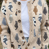 Charlotte | Chaqueta de punto con estampado de gatos