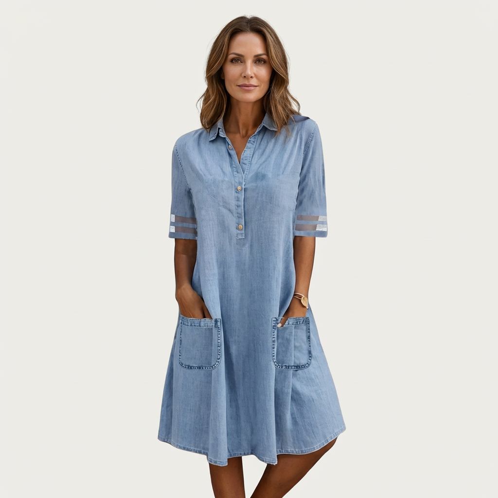 Vestido camisero vaquero desgastado Maitane, vista frontal