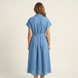 Vestido midi vaquero con botones y cinturón Juliana, vista posterior