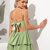 Alice - Mini vestido sin espalda con tirantes con lazo y falda en capas