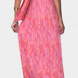 Prisca Vestido Maxi Plisado con Espalda Abierta y Cuello Halter