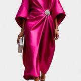 Ubelia Vestido Largo de Satén con Brillo Luxe