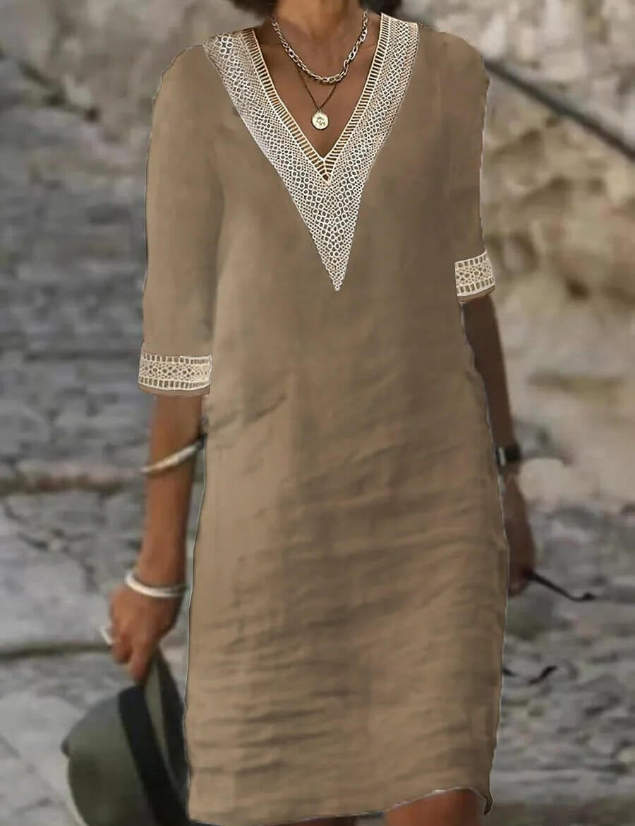 Camila - Vestido casual de algodón y lino
