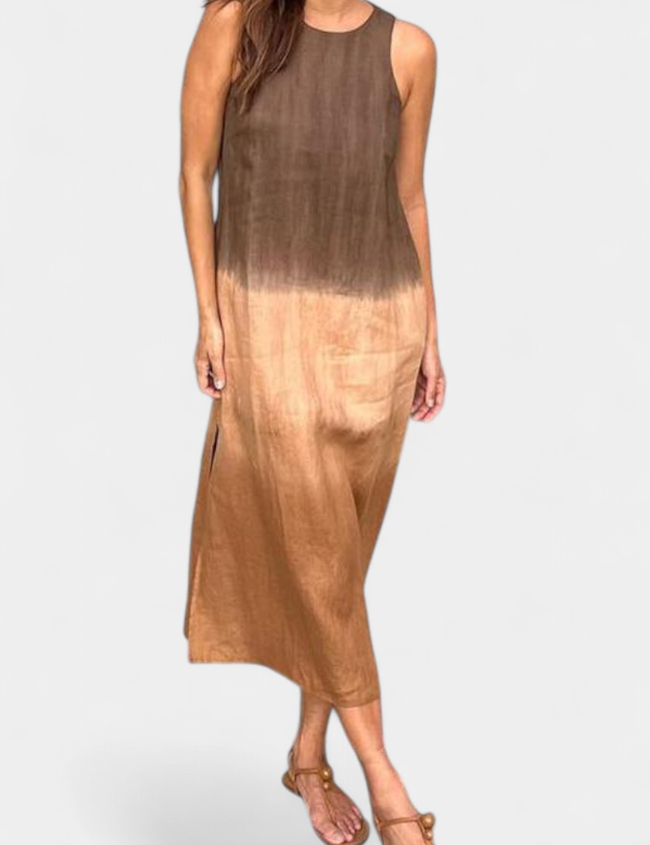 Taerra Vestido Sin Mangas con Estilo Tie-Dye en Degradé