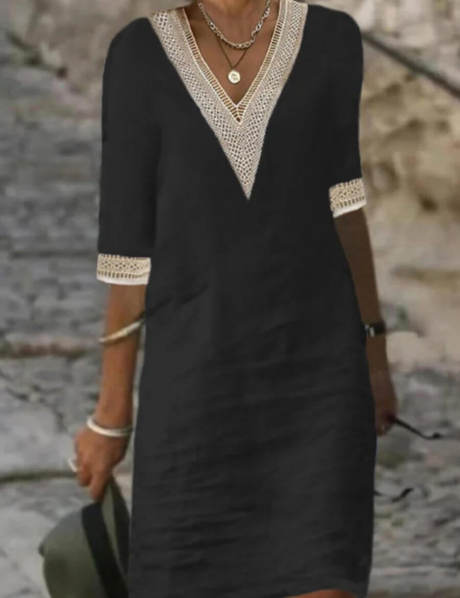 Camila - Vestido casual de algodón y lino