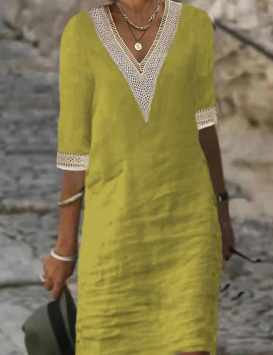 Camila - Vestido casual de algodón y lino