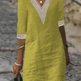Camila - Vestido casual de algodón y lino