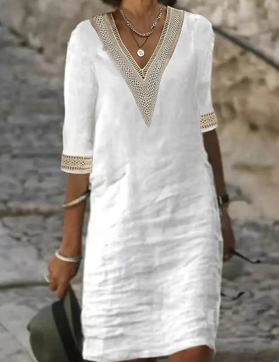 Camila - Vestido casual de algodón y lino