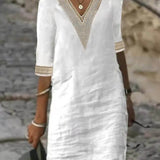 Camila - Vestido casual de algodón y lino