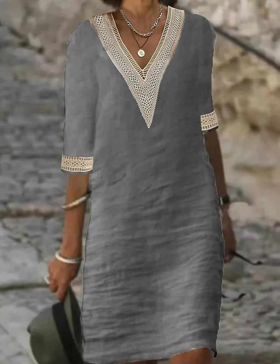 Camila - Vestido casual de algodón y lino