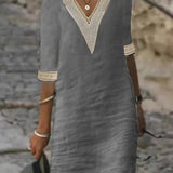 Camila - Vestido casual de algodón y lino