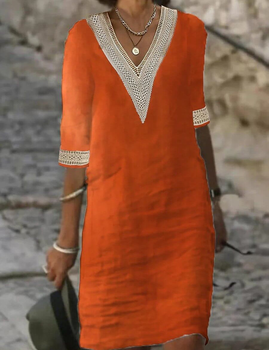 Camila - Vestido casual de algodón y lino