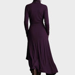 Vestido maxi asimétrico de punto con cuello alto Teresa, detalle 5