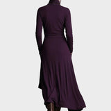 Vestido maxi asimétrico de punto con cuello alto Teresa, detalle 5