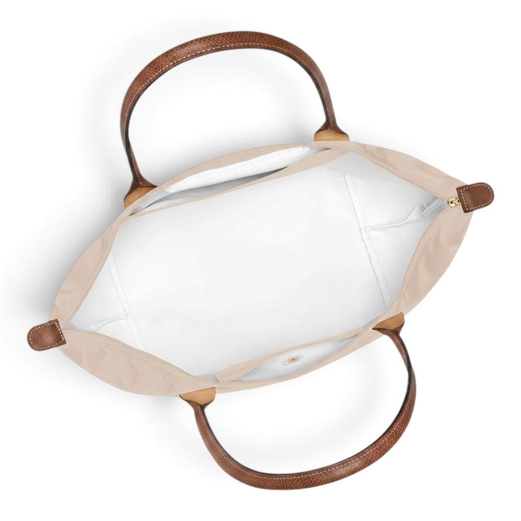 Bolso shopper plegable Claudia, crema, detalle del material