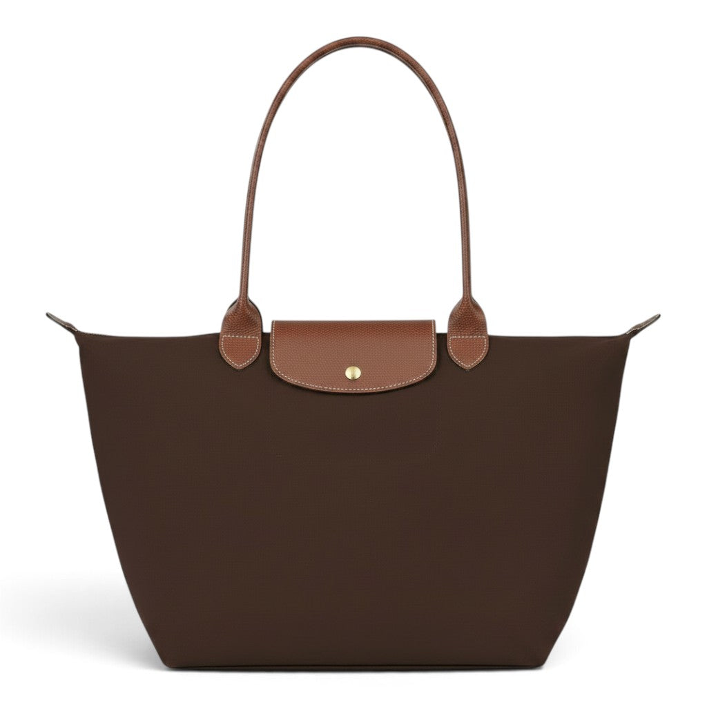 Bolso shopper plegable Arantxa, marrón oscuro, vista frontal