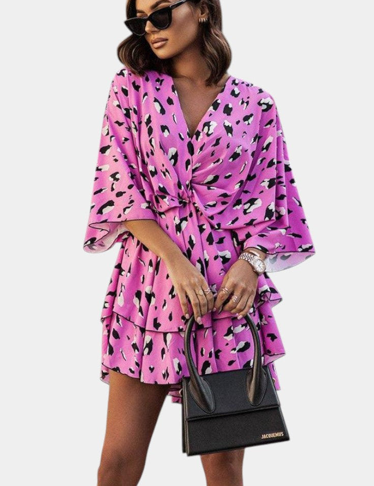 Eliza Vestido Mini con Nudo Frontal y Volantes