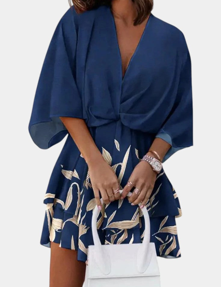 Eliza Vestido Mini con Nudo Frontal y Volantes