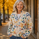 Anja™ | Chaqueta de punto con patrón de hojas colorido