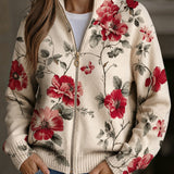 Monika™ | Chaqueta de punto con patrón de rosas vintage