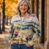 Heike™ | Chaqueta de punto con motivo de cardo y paisaje