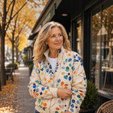 Anja™ | Chaqueta de punto con patrón de hojas colorido