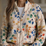 Anja™ | Chaqueta de punto con patrón de hojas colorido
