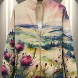 Heike™ | Chaqueta de punto con motivo de cardo y paisaje