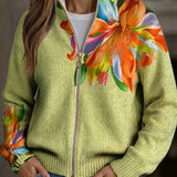Claudia™ | Chaqueta de punto con colorido motivo de lirios